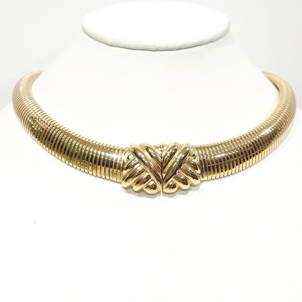 Vintage Dior Necklace Christian Dior Gold Tone Omega Chain Choker Necklace